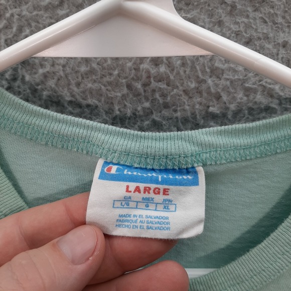 Vintage Champion Shirt Adult Large Blue Big Logo Y2K 2000s Sports Retro Tee - Picture 5 of 10